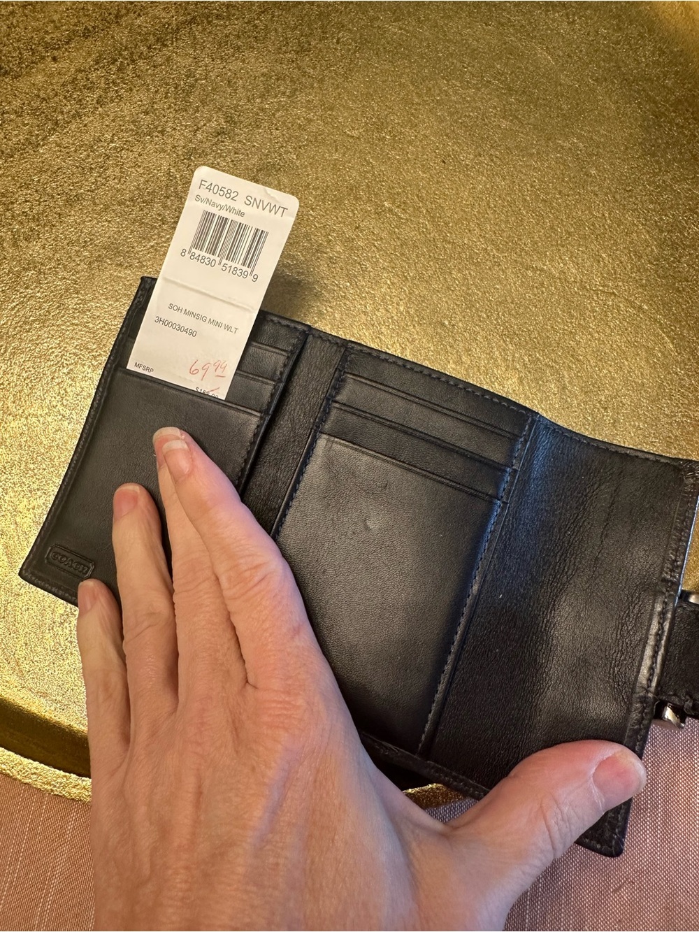 Coach Signature logo vintage SOHO Navy Blue Wallet with Buckle - Picture 3 of 7